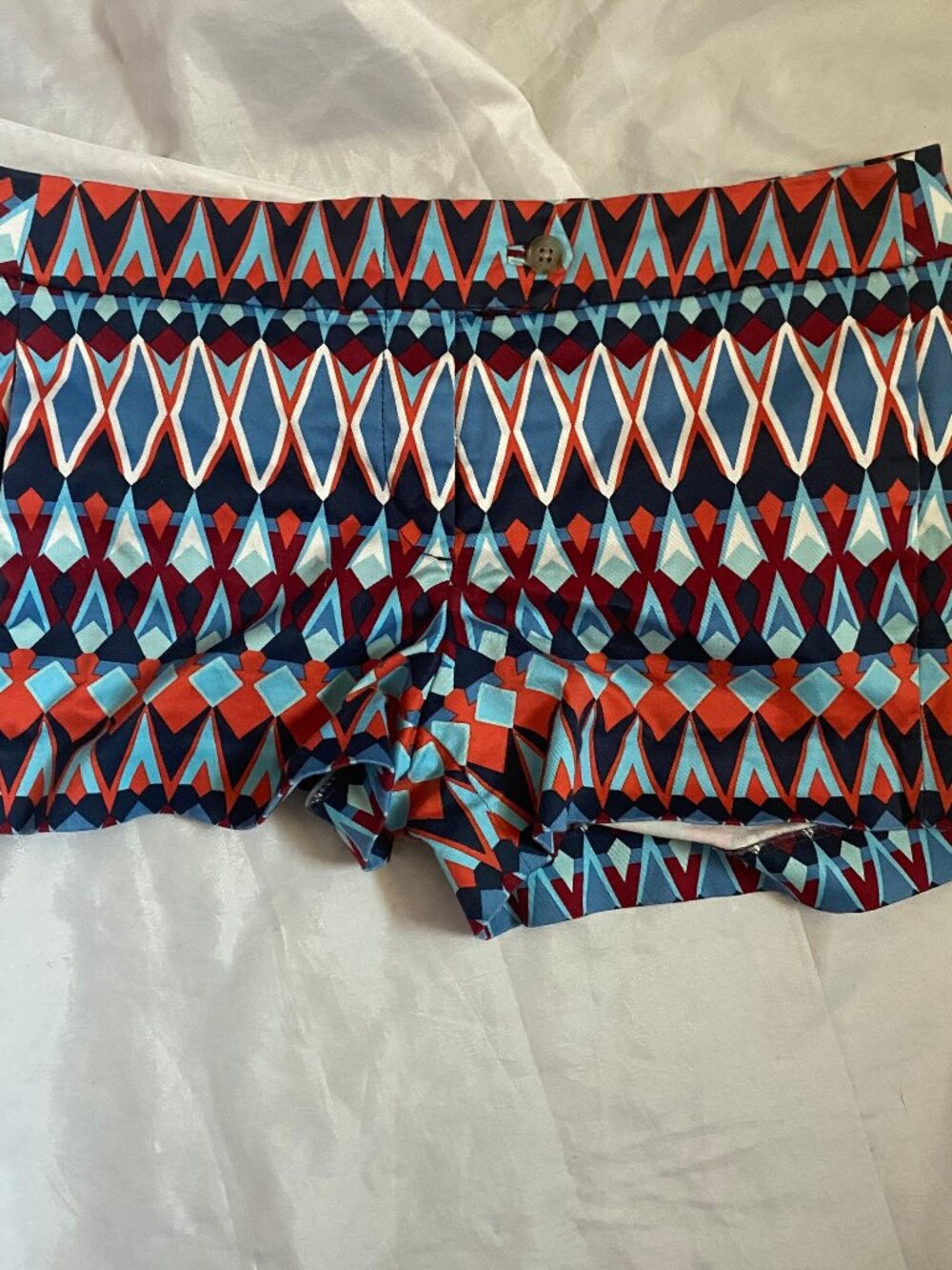 J. Crew Diamond Pattern Orange & Blue Womens Shorts Size 6